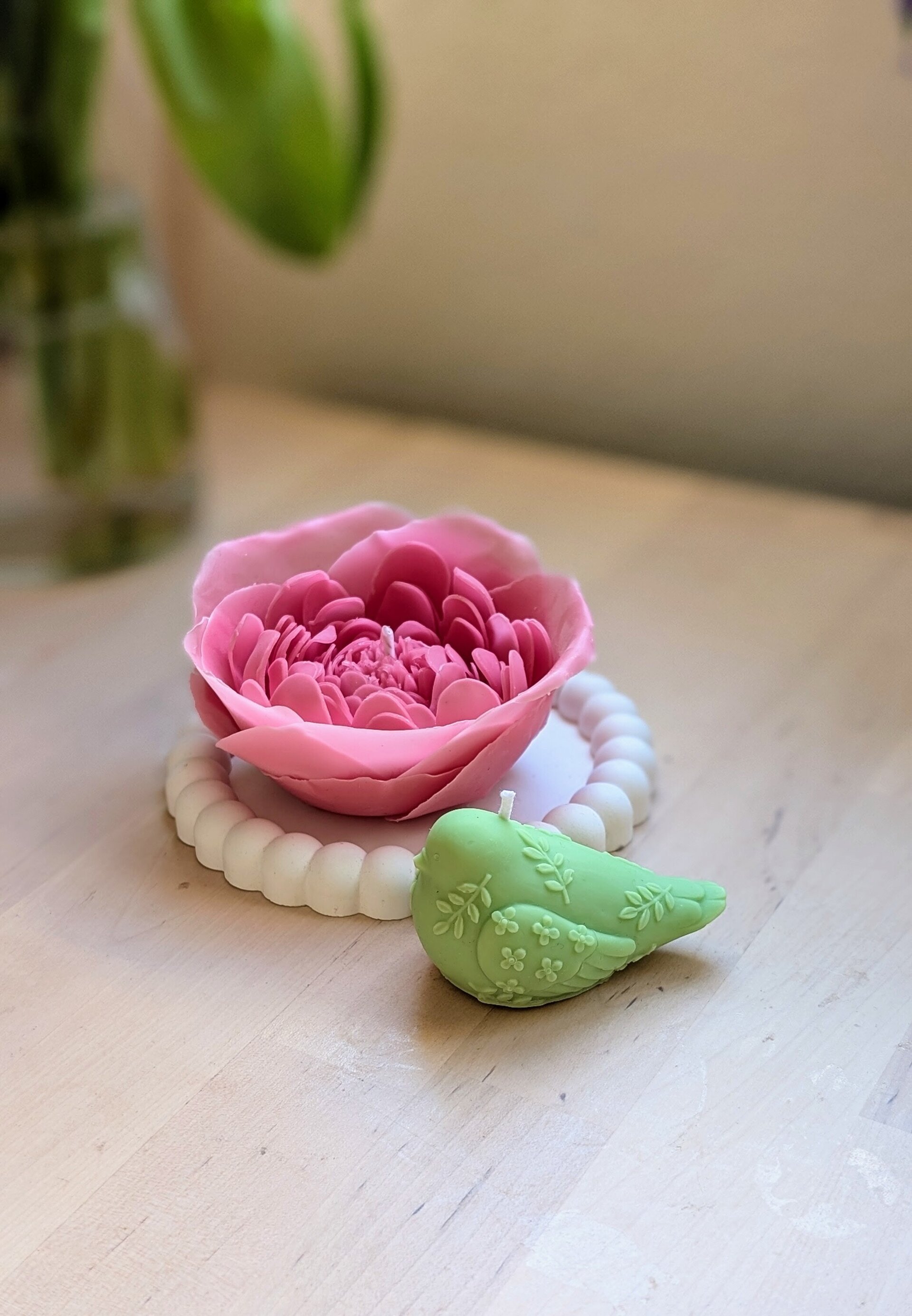 Set  Flor Peonía & Pajarito de Primavera - 1