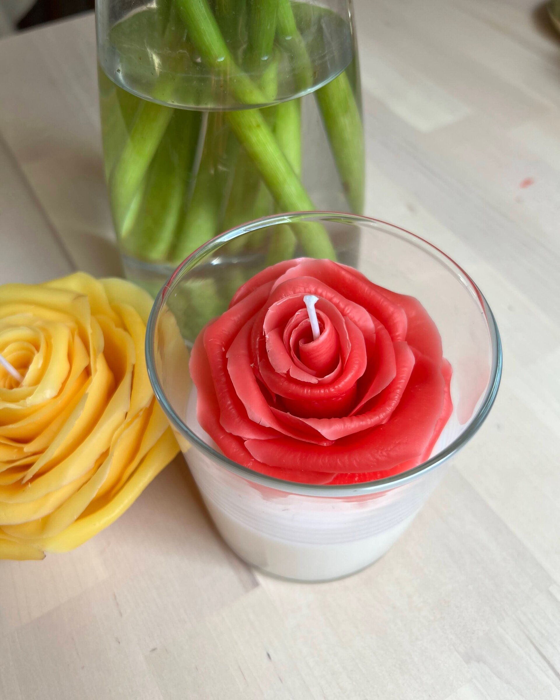 Vela Rosa en vaso - 3